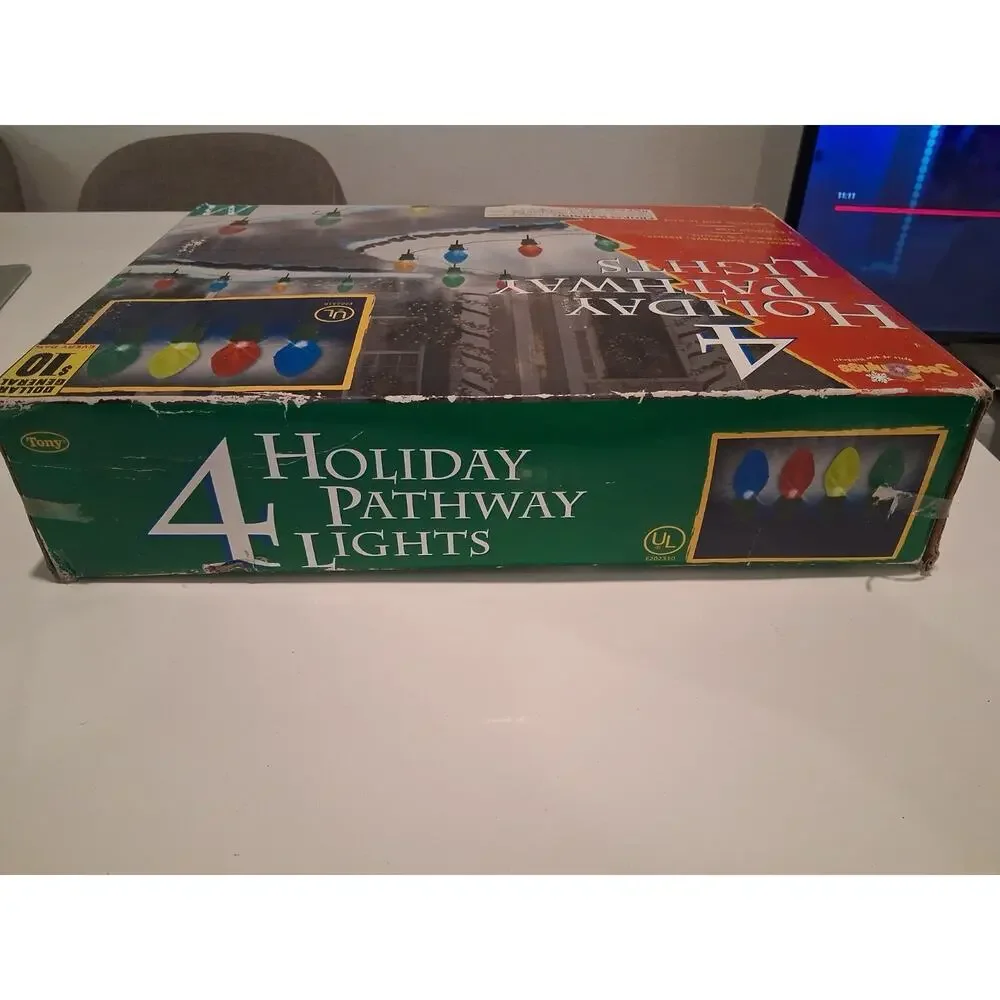 Open Box Vintage Seasons Holiday 4 Pathway Lights Multi Color Christmas Lawn